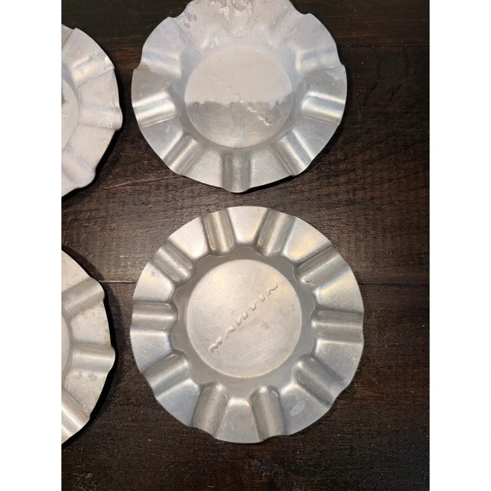Vintage Martin Ashtrays Set of 4 Aluminum‎ Metal MCM Retro Ashtray Dish